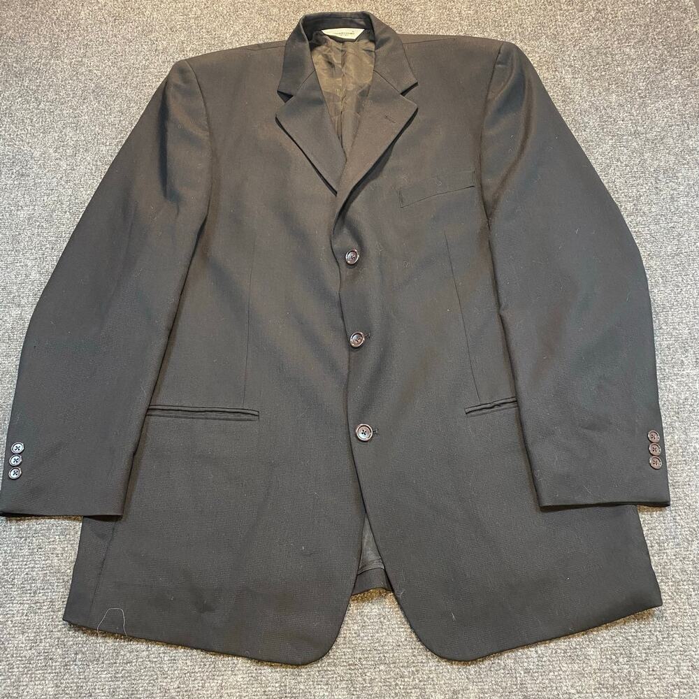 Pronto Uomo Mens 46T Tall 100% Worsted Wool Black Blazer Suit Jacket Single